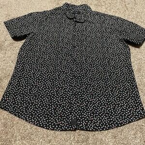 Marc Ecko Cut Sew Mens Black Floral Short Sleeve Button Down Shirt XL